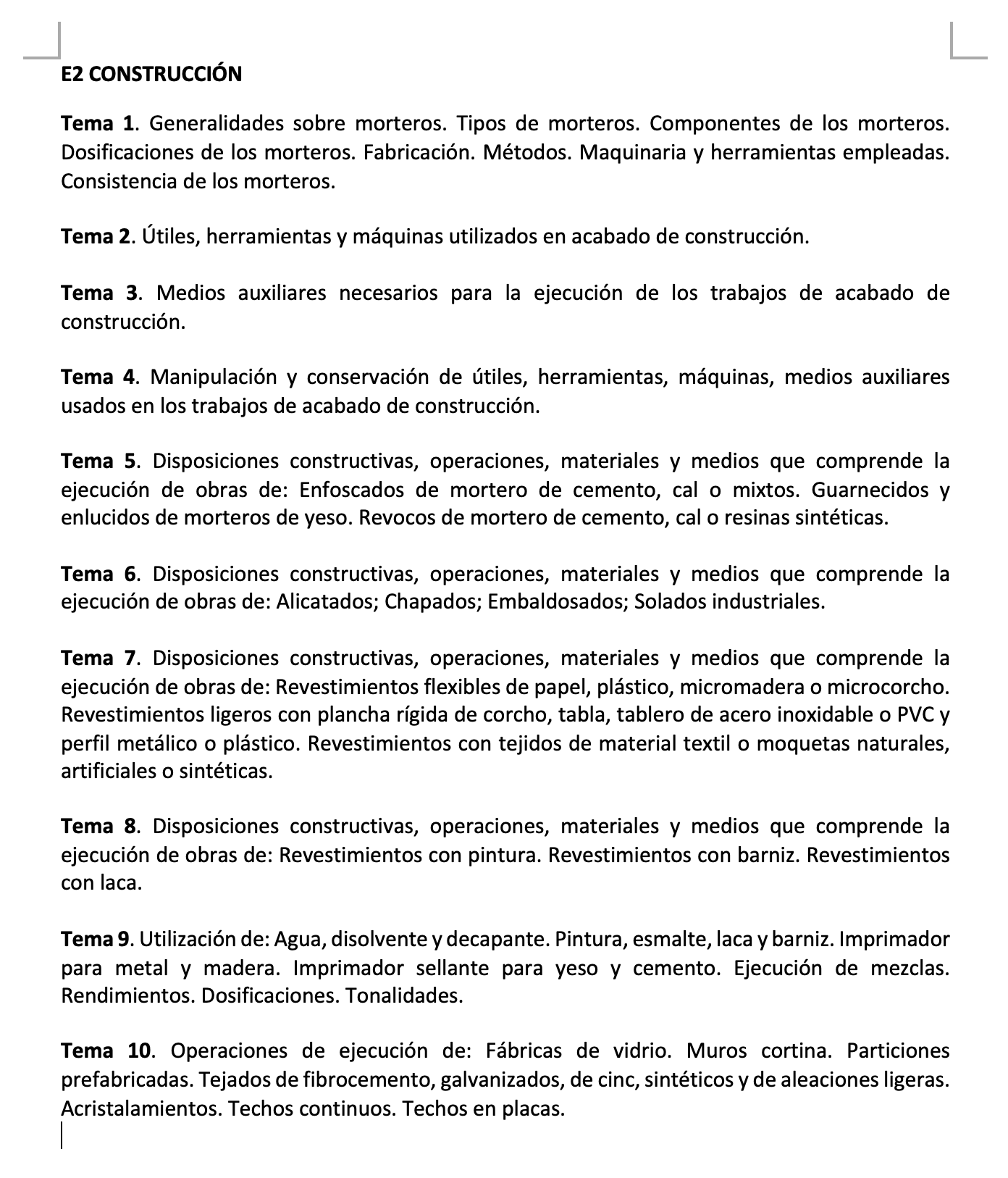 Programa Especialidad E2 CONSTRUCCIÓN