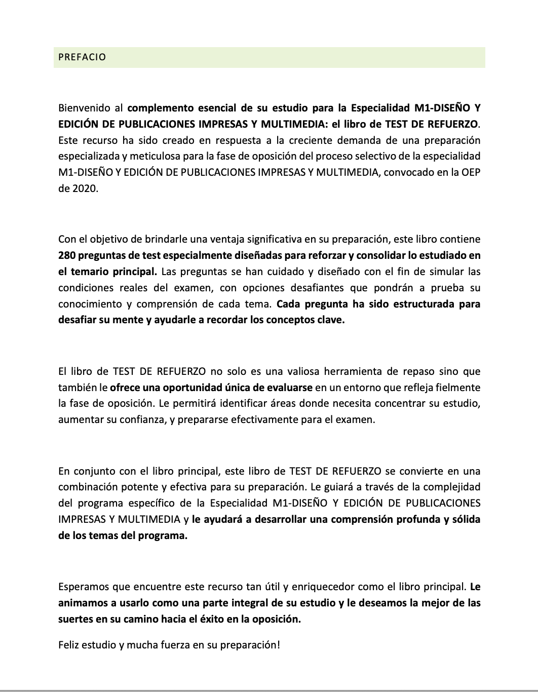 Prefacio del TEST DE REFUERZO - M1 DISEÑO Y EDICIÓN DE PUBLICACIONES IMPRESAS Y MULTIMEDIA