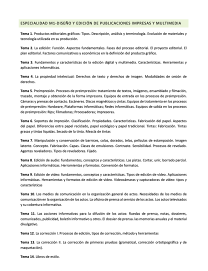 Temario M1 DISEÑO Y EDICIÓN DE PUBLICACIONES IMPRESAS Y MULTIMEDIA (+Test) - Imagen 2