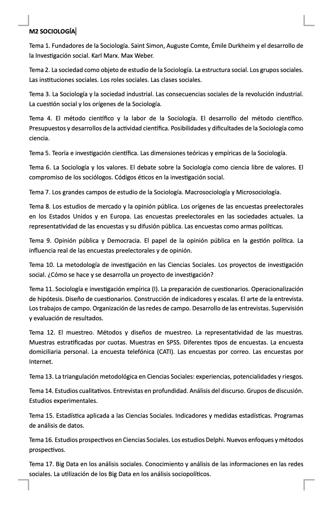 Programa Especialidad M2 SOCIOLOGÍA (1/2)