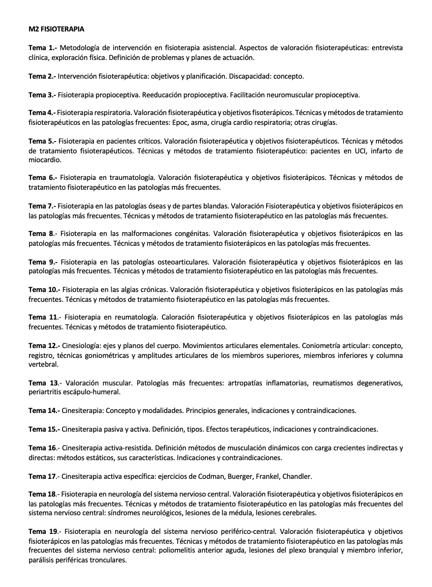 Especialidad M2 FISIOTERAPIA (1/2)
