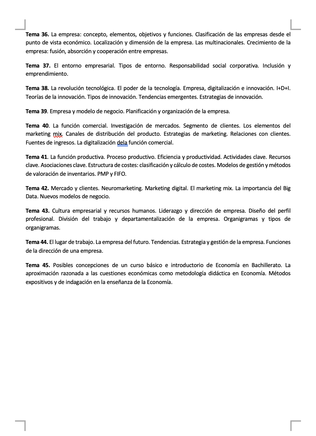 Programa de la Especialidad M3 DOCENCIA Programa 2 (Economía y Empresa) 3/3
